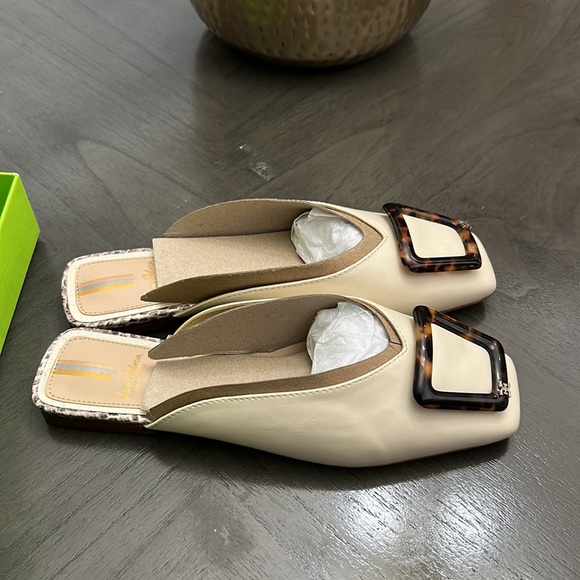 Womens Sam Edelman Mules | Lavina Buckle Mule Modern Ivory Leather - Picture 8 of 14